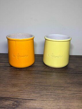 🚫sold🚫 La Fermière yogurt earthenware pots - set of 2 pastel colors